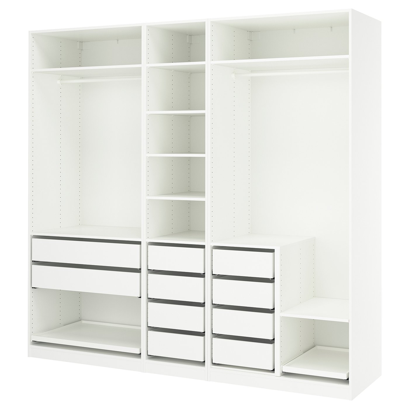 PAX wardrobe combination, white, 983/8x227/8x931/8