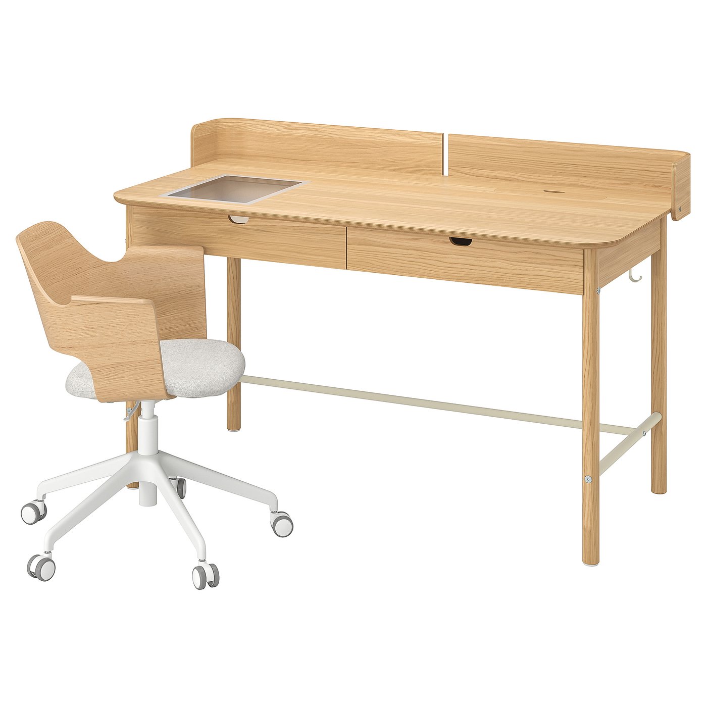 RIDSPÖ / FJÄLLBERGET desk and chair, oak beige - IKEA