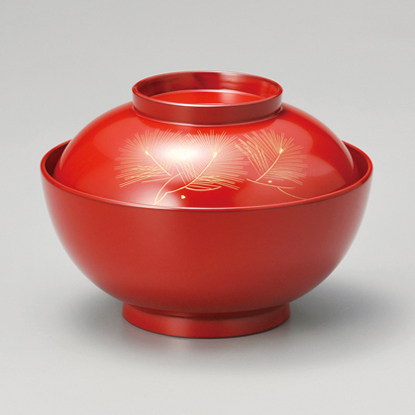 雑煮椀 沈金 松 黒/朱 漆塗り 12-01102/01101 漆器の井助