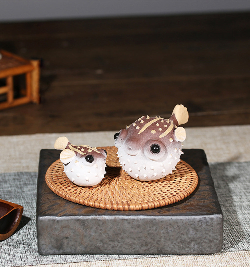 IwaiLoft 河豚 置物 陶器 茶寵 手作り オブジェ かわいい 縁起物 工芸