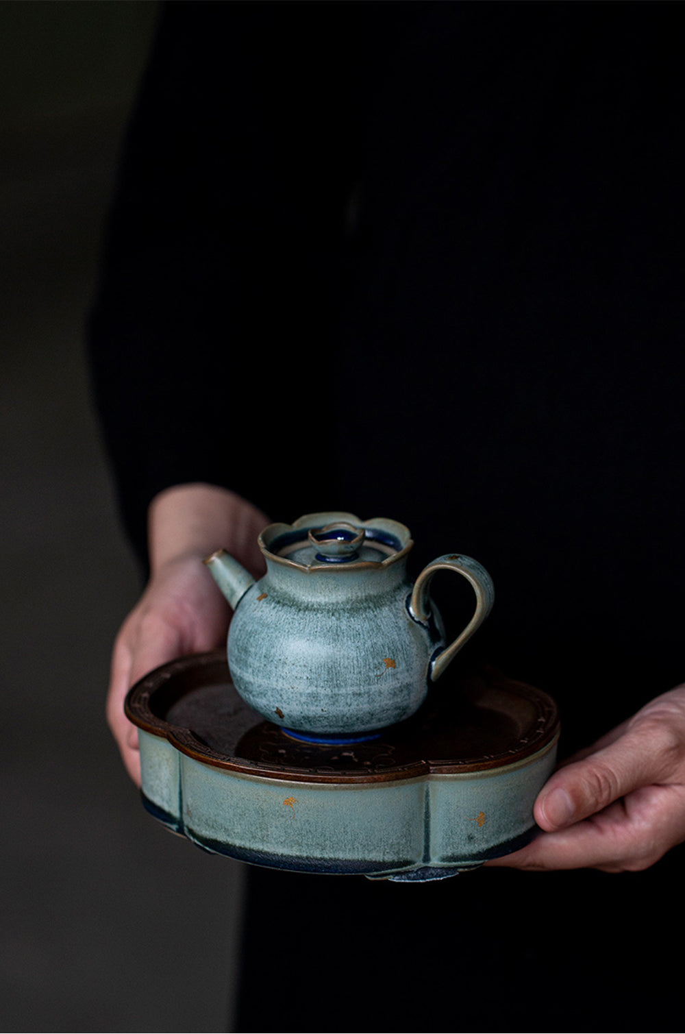 IwaiLoft 美品 手作り 急須受台 急須置き 茶台 茶盤 貯水式 ティー