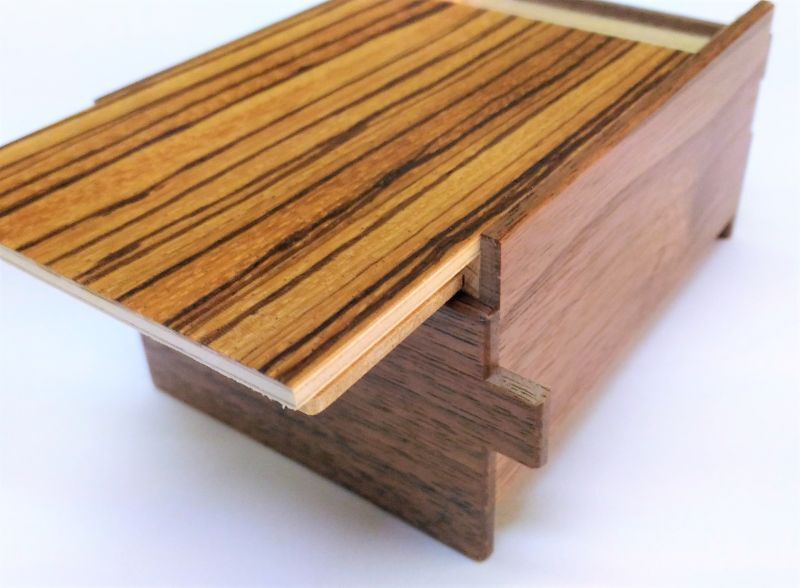 14 steps Natural Zebra wood 4 sun Japanese puzzle box Himitsu-bako