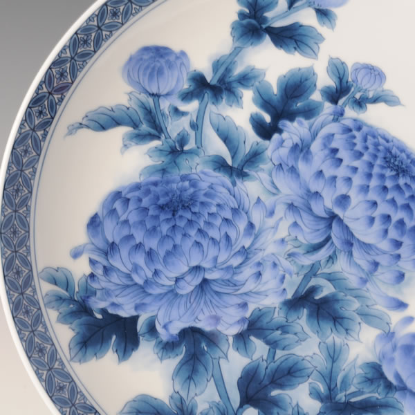 Japan Pottery Net / 鍋島染付菊文尺皿