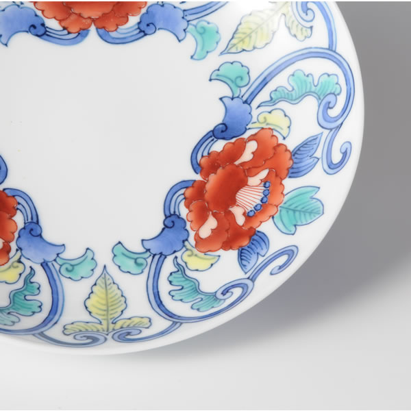 Japan Pottery Net / 色鍋島蟹牡丹文五寸高台皿