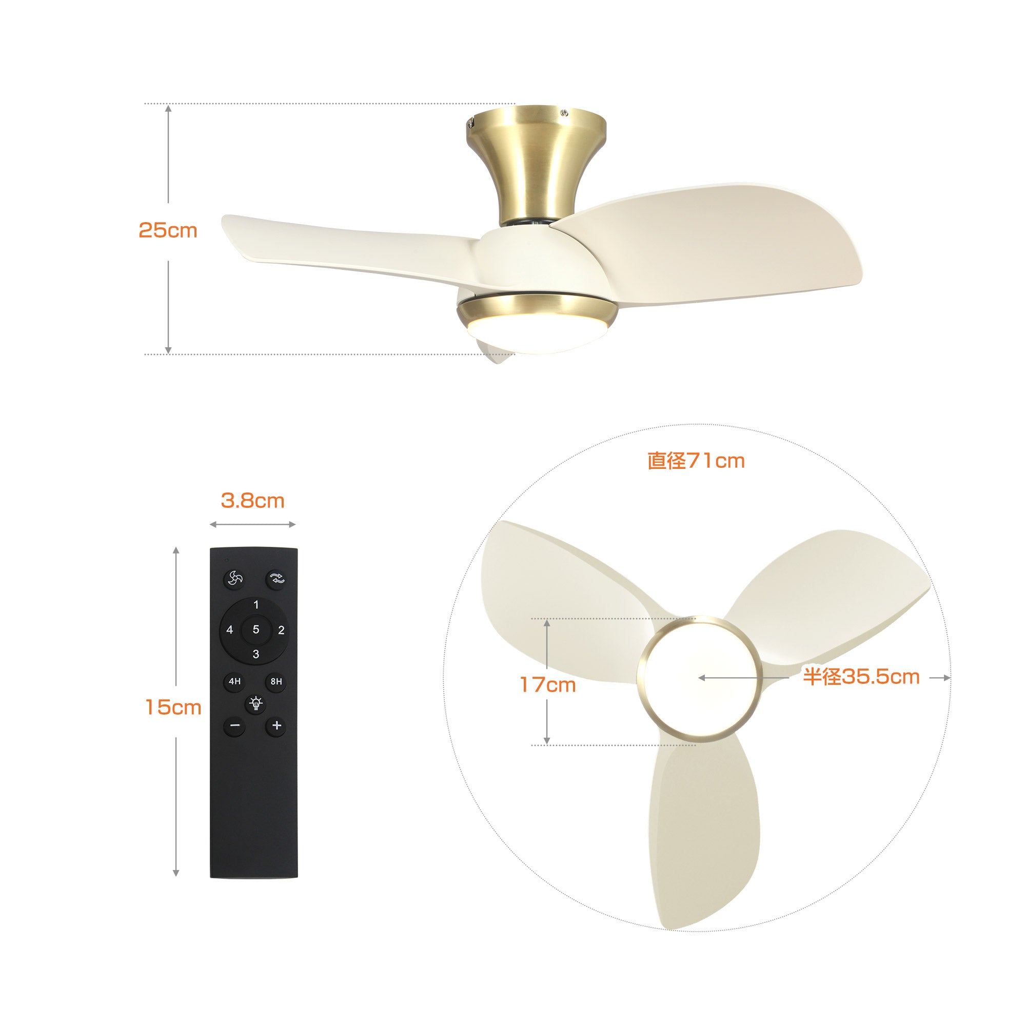 Parrot Uncle シーリングファンライト 照明 ファン 小型3枚羽根 LED