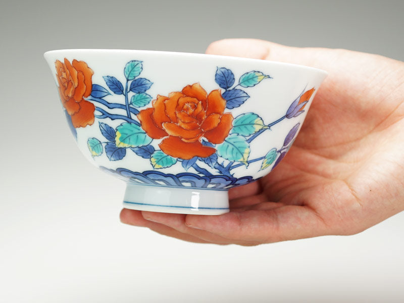 有田焼】睦揃（夫婦茶碗セット）染錦吉祥薔薇図
