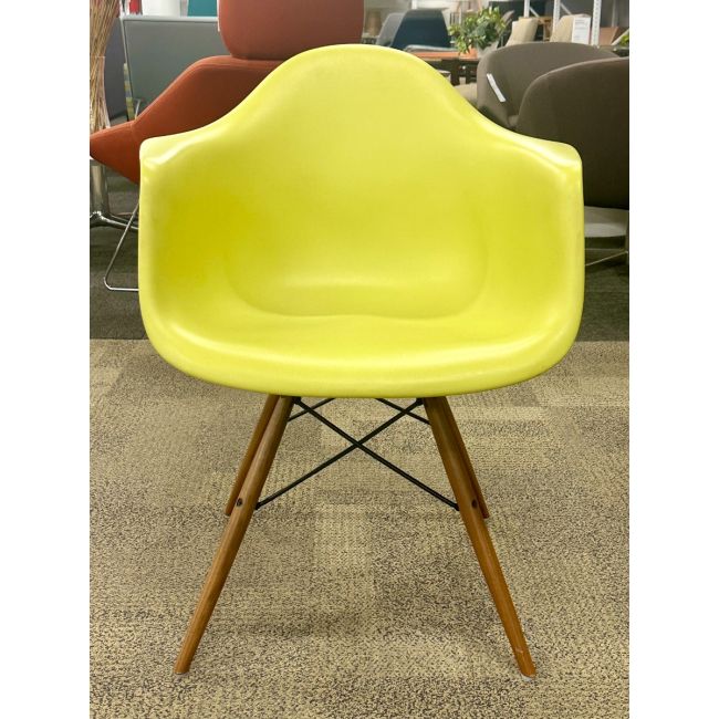 Herman Miller Eames Molded Plastic ArmChair (Chartreuse/Walnut)