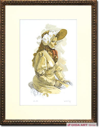 小磯良平 スカーフの女（C） | 絵画など美術品の販売と買取 | 東京