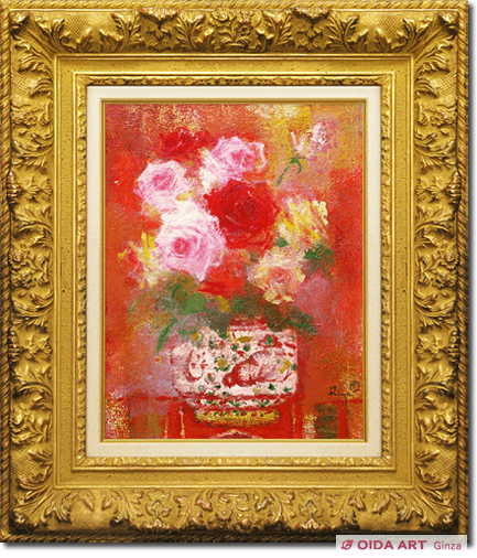 清原啓一 赤絵壷と薔薇 | 絵画など美術品の販売と買取 | 東京・銀座