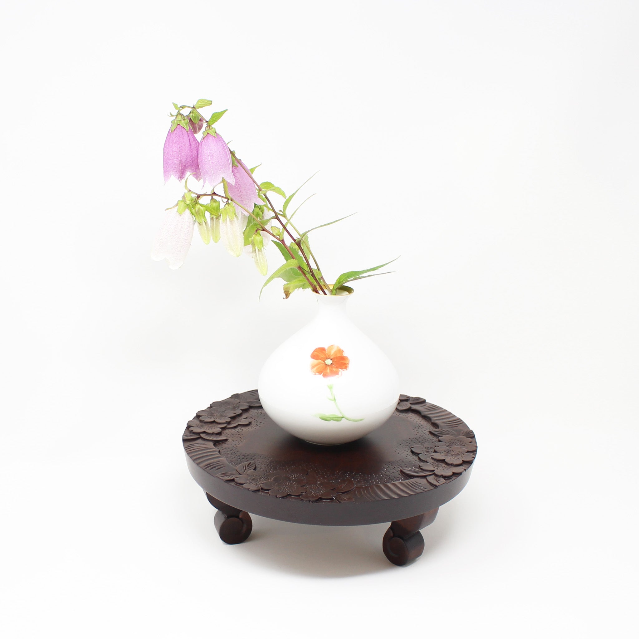 花台 24cm丸 桜彫 | 大坂屋家具店