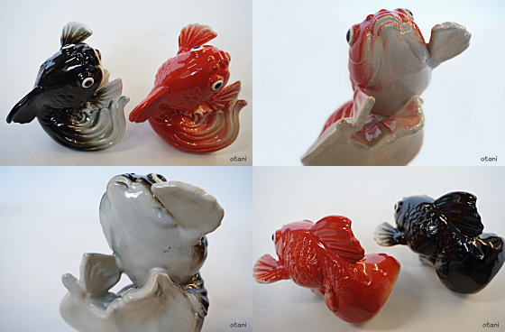 信楽焼金魚縁起置物陶器の販売