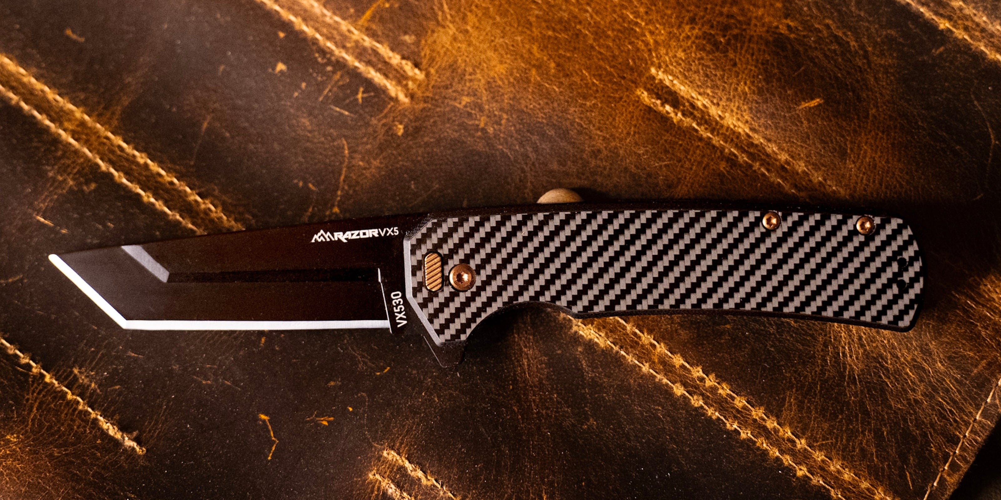 Razor VX5 EDC Knife – 3″ Replaceable Blade, Carbon Fiber G10