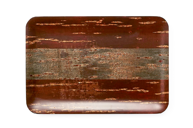 秋田の伝統工芸品「樺細工」製,貼分,トレイ,Patch Tray,お盆。桜皮細工