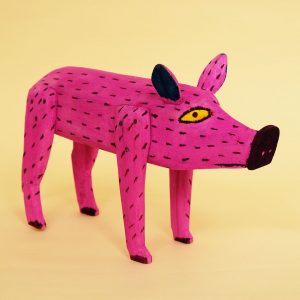 ブタ（木彫り 置物）- LABRAVA [メキシコ 民芸 フォークアート 雑貨]