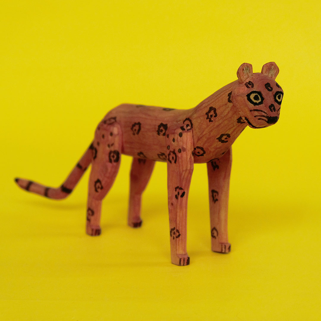 ジャガー（木彫 置物）- LABRAVA [メキシコ 民芸 フォークアート 雑貨]