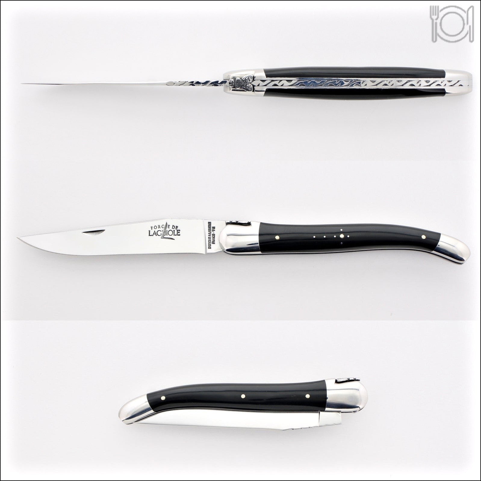 Forge de Laguiole Collection 12 cm Dark Horn Tip Pocket Knife
