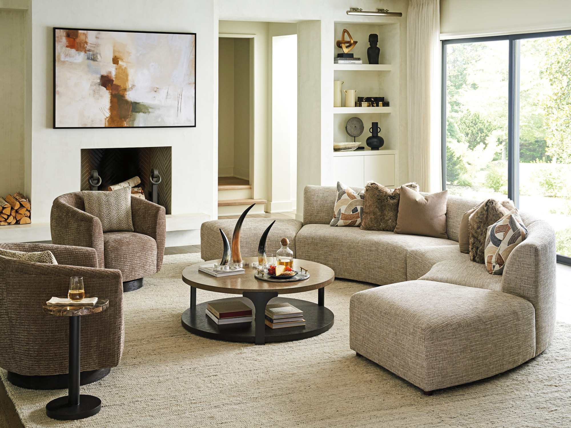 7662-83A | Alston Armless Curved Sofa | Zanzibar| Lexington Home