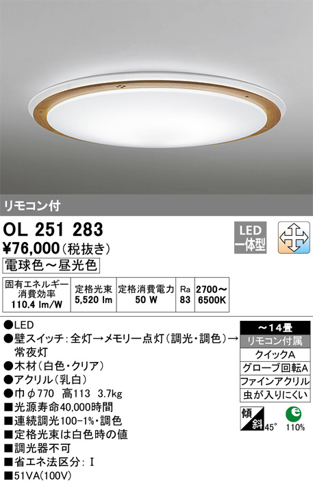 ODELIC オーデリック シーリングライト OL251283 | 商品紹介 | 照明