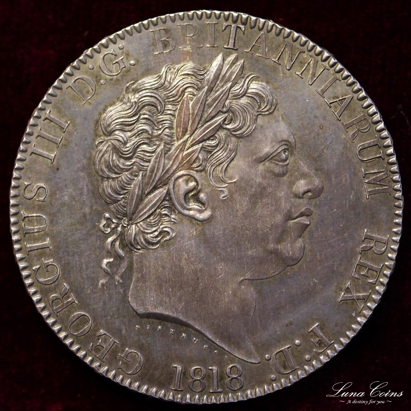 イギリス 1818年ジョージ3世パターンクラウン銀貨 ESC R6 発行枚数3-4