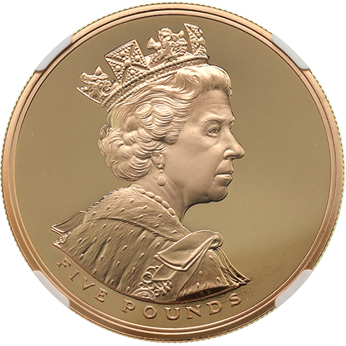 イギリス 2002年 5ポンドプルーフ金貨エリザベス2世即位50年 「馬上の
