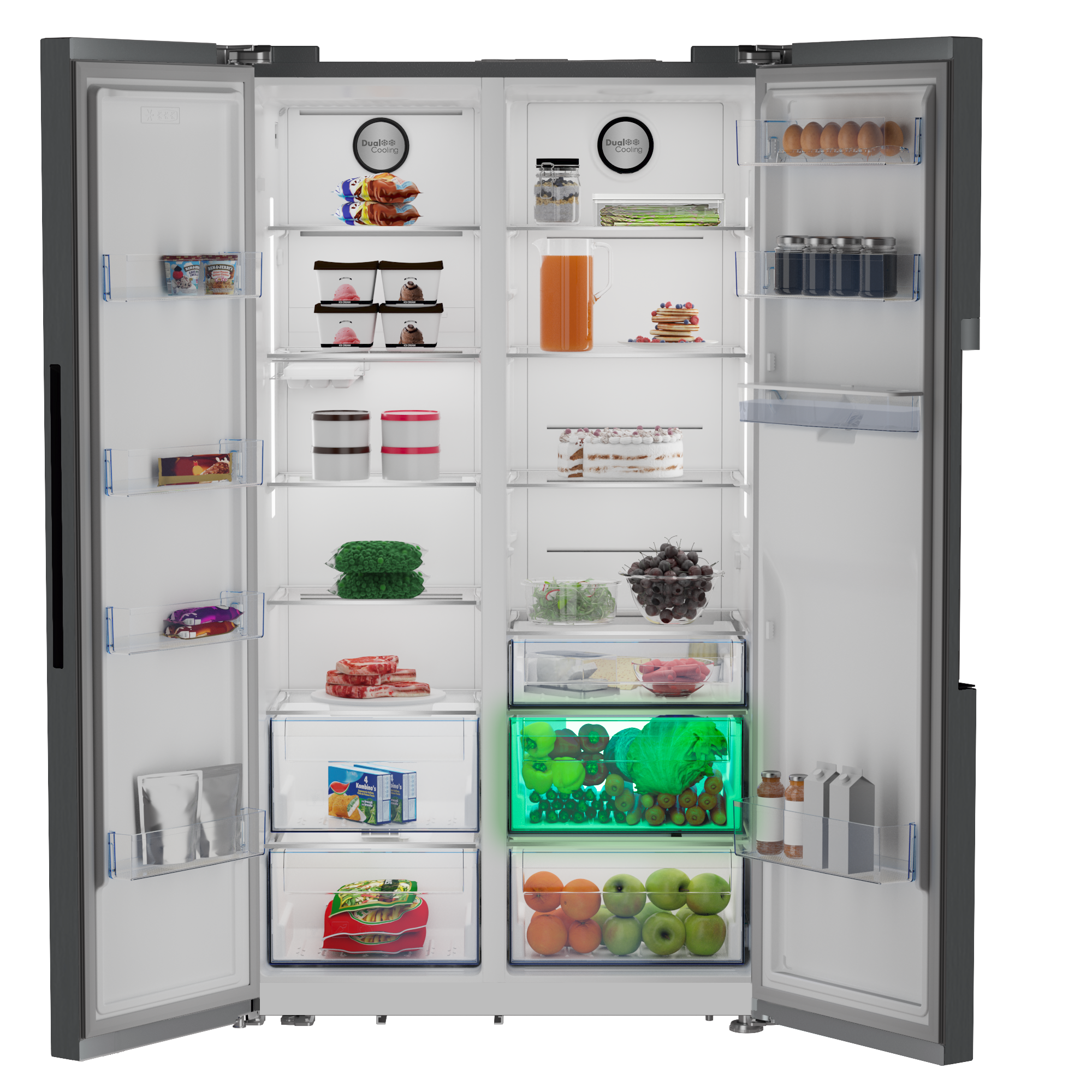 Defy Naturelight 618L Side By Side Door Fridge Dark Inox DFF663