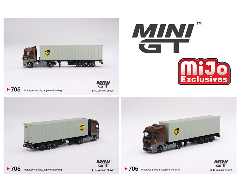MINI GT 1/64 Mercedes-Benz Actros with 40 Ft Dry Container – UPS