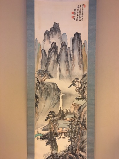 真作/伊藤龍涯/秋景山水図/布袋屋掛軸HJ-544 真作/伊藤龍涯/秋景山水図
