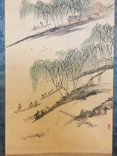 中西耕石 桃花山水図｜古美術・掛け軸の販売・買取・鑑定-松本松栄堂