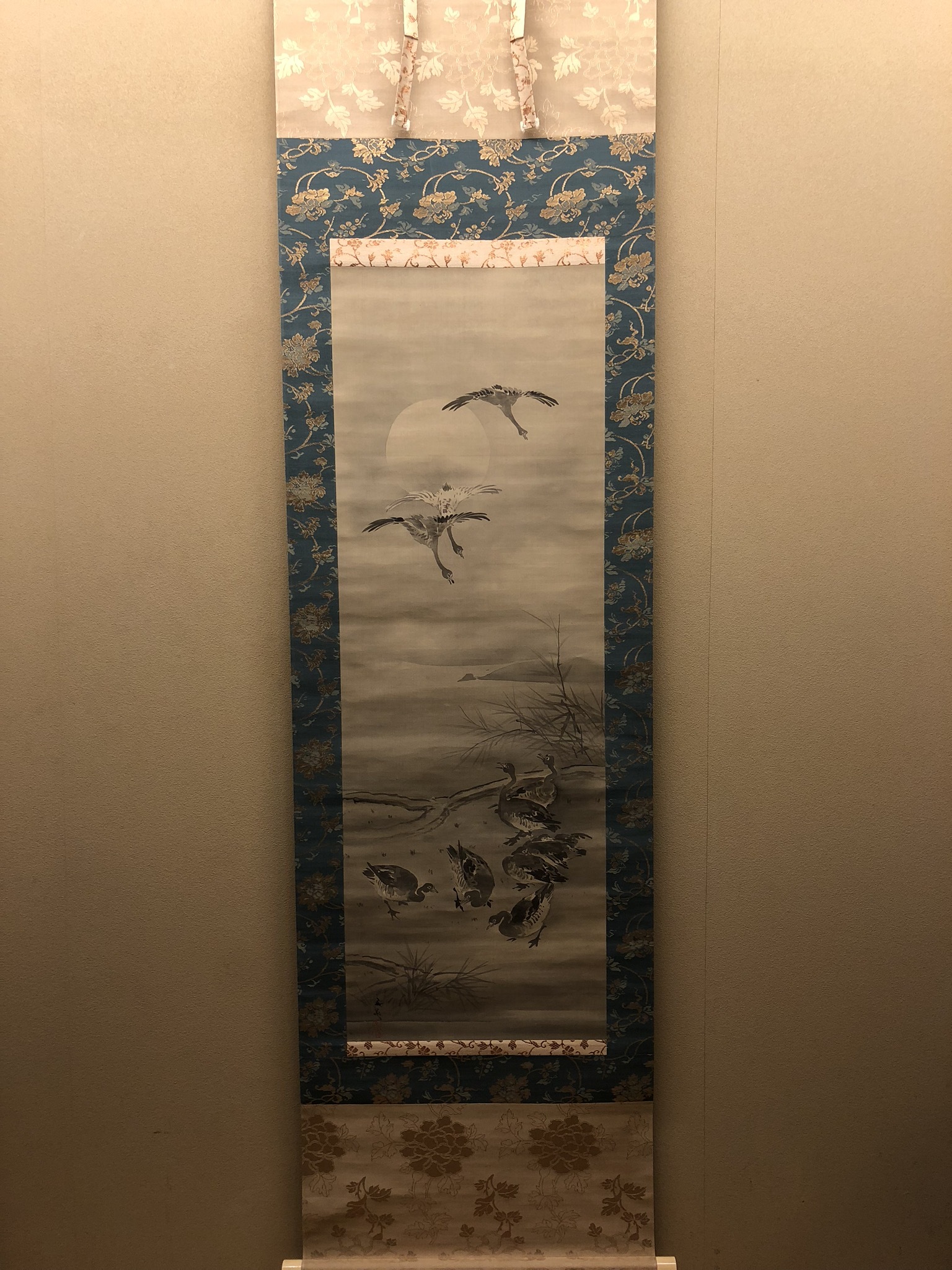 谷文晁 ［芦雁図］ 耕南極箱 江戸文人画大家 骨軸先 掛軸 谷文晁 飛雁