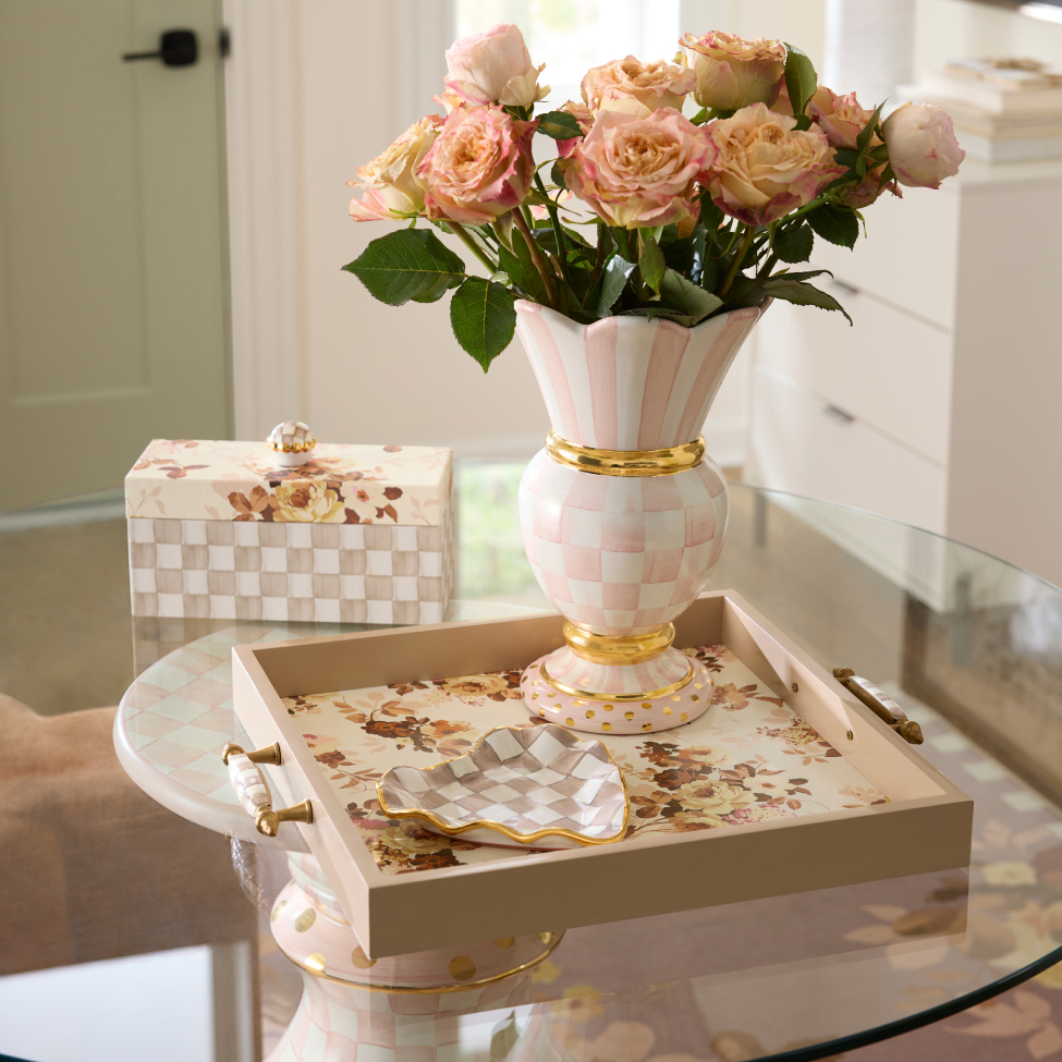 MacKenzie-Childs | Courtly Check Ceramic Fluted Cake Stand