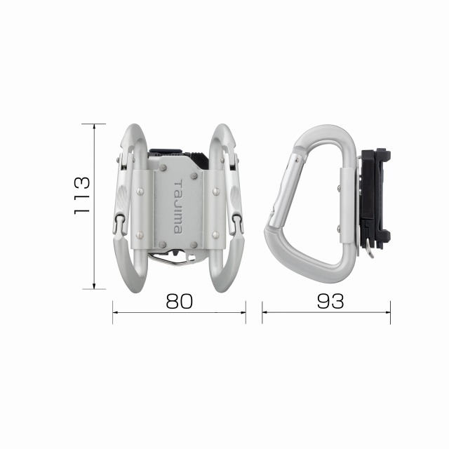 タジマ セフ着脱式工具ホルダーアルミ カラビナ大 ダブル SFKHA-CLW