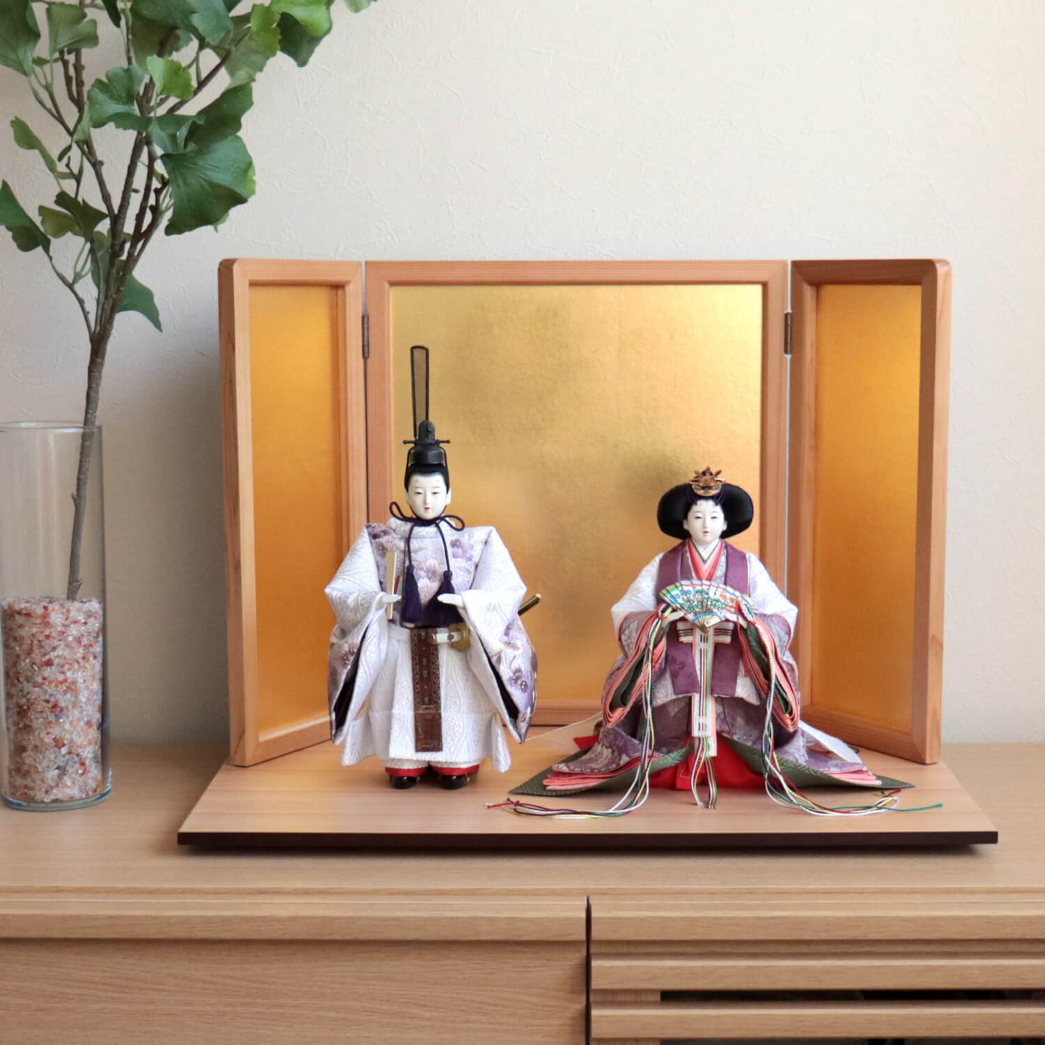 内閣総理大臣賞受賞作家 松宝作 35号 立雛 有職 雲立涌 紫ぼかし 刺繍