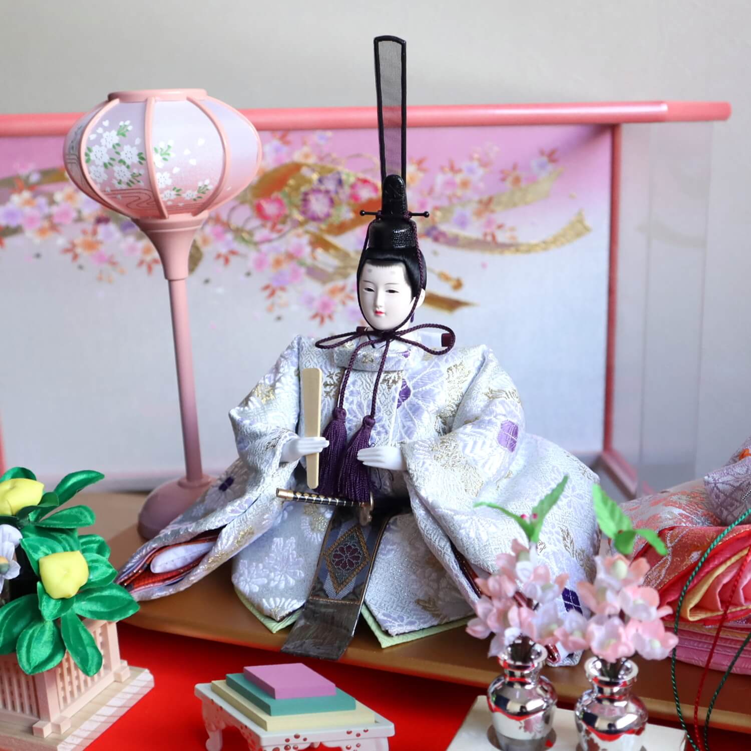 残りわずか【特別セール商品】【日本製】親王 桜金襴衣装 ☆ 六角