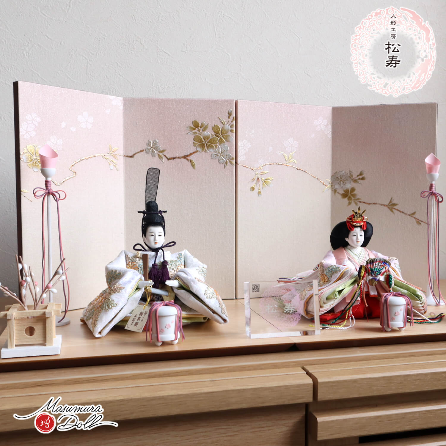 最新作】 小出松寿作 柳 親王 京刺繍 「菊花文様」頭師：市川伯英 桜