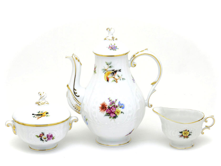 ヘレンド(Herend) コーヒーセット(6人用) 花と小鳥(FO-17pc)【現物写真