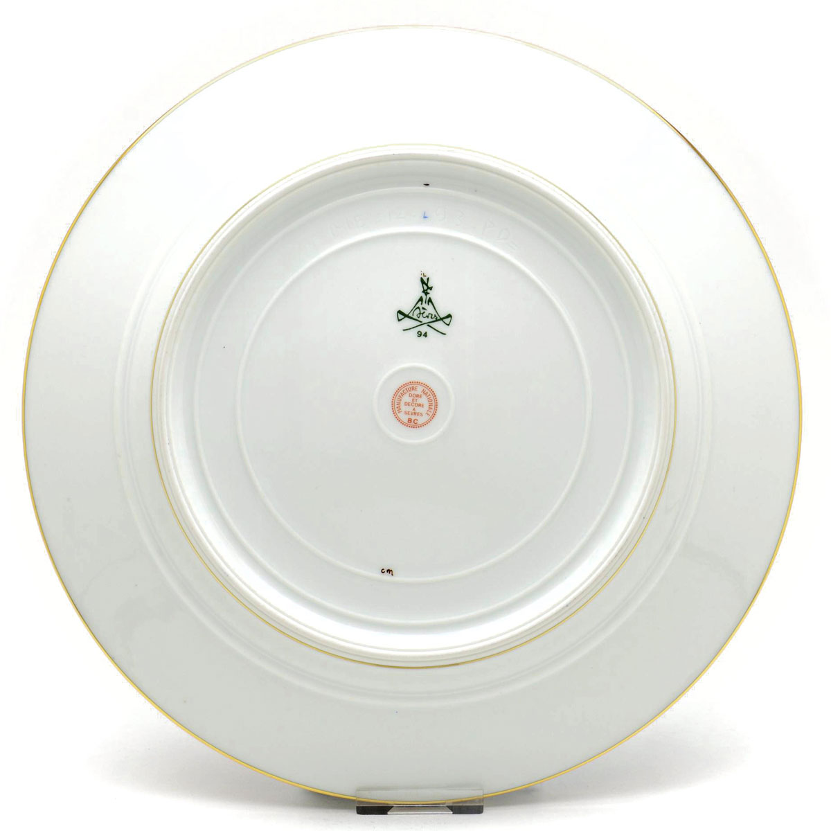セーブル(Sevres) 絵皿 サービス ユニ サラダ図(24K金彩ブルー縁飾りNo