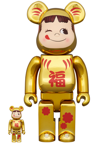 MEDICOM TOY - BE@RBRICK 達磨 ペコちゃん 金メッキ 100％ & 400％