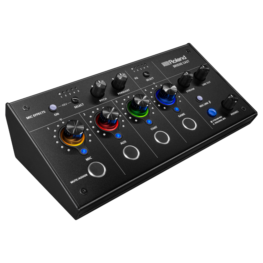 Roland 配信用ミキサー BRIDGE CAST(TASCAMコンデンサーマイク TM-80