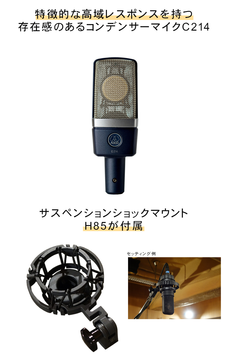AKG コンデンサーマイク C214 (デスクアームマイクスタンドセット