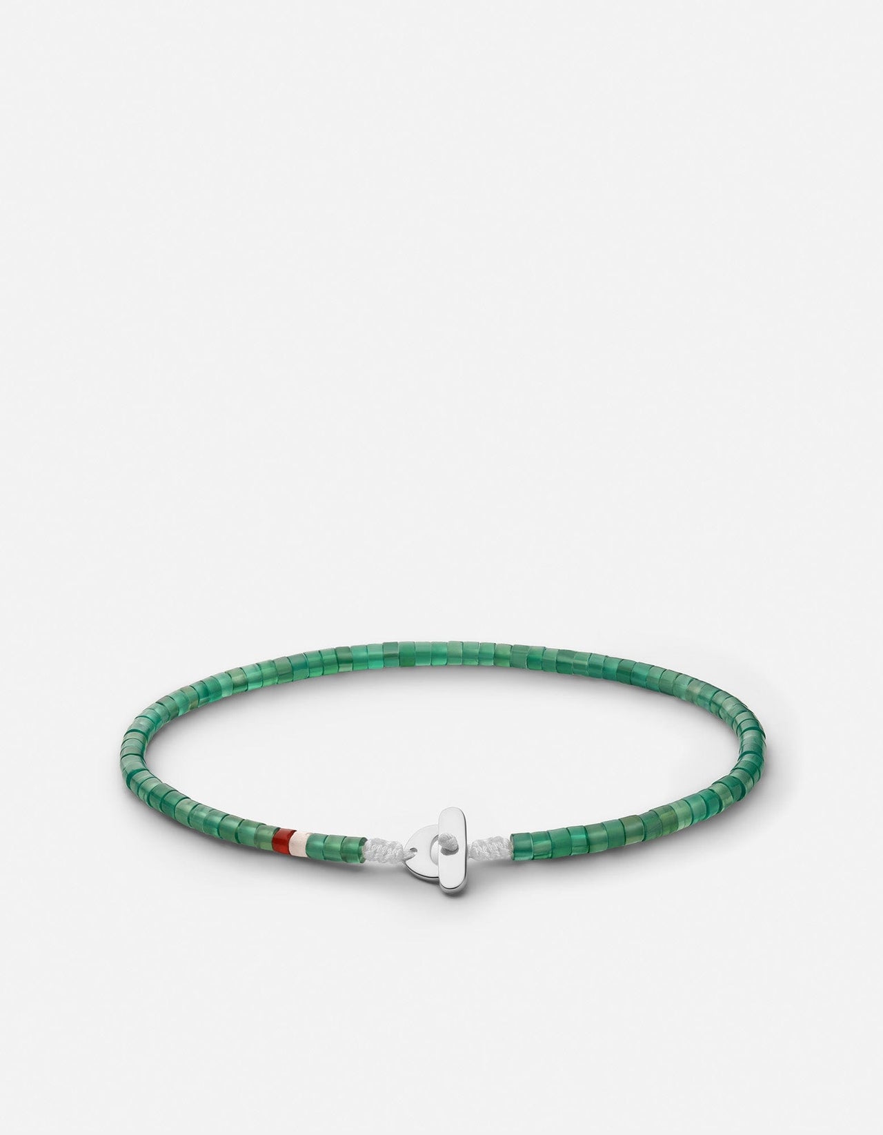 Zane Agate Bead Bracelet Sterling Silver Green Men's | Miansai