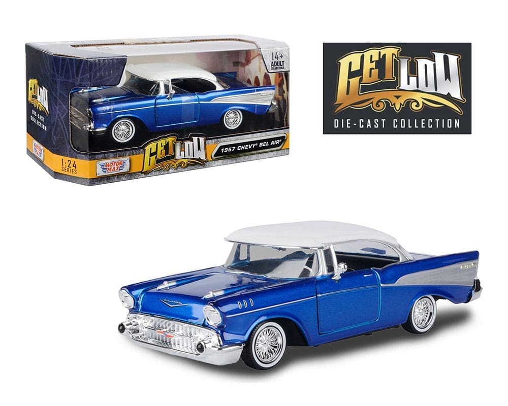 Motormax 1:24 1957 Chevrolet Bel Air Lowrider - Blue with White