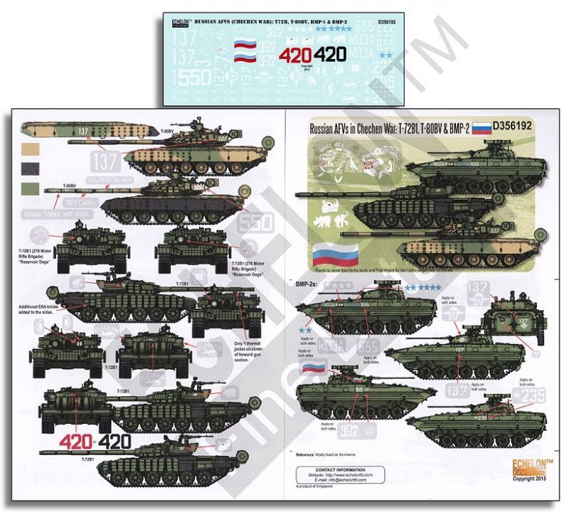Echelon[D356192]チェチェン紛争のロシア軍AFV:T-72B1,T-80BV & BMP-2