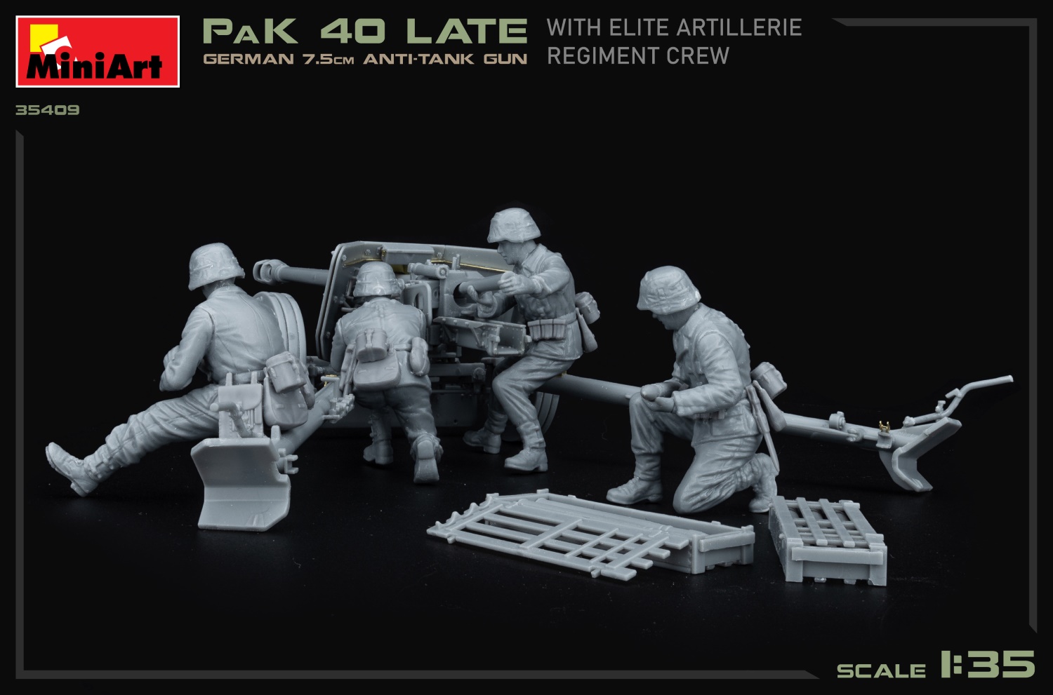 ミニアート[MA35409]1/35 ドイツ 7.5cm対戦車砲 PaK 40 後期型 精鋭