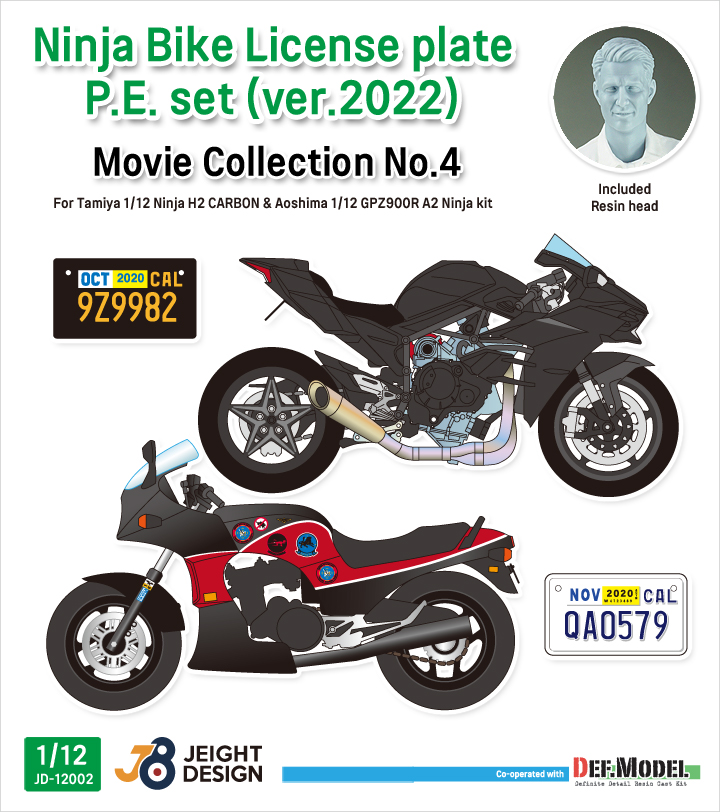 DEF.MODEL[JD12002]1/12 カワサキGPZ900R/Ninja H2 CARBON用ナンバー