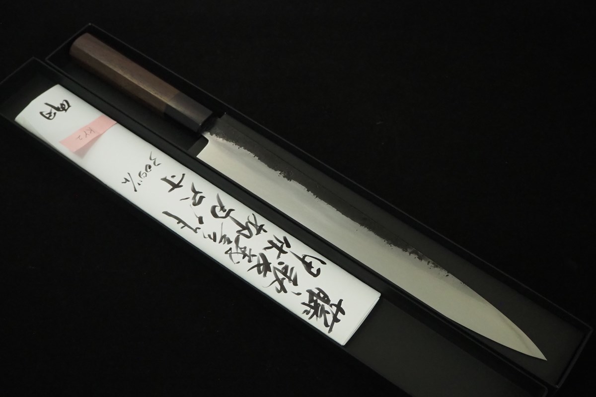 藤 秋友義彦作 甲伏柳刃300㎜・両刃 | 和式鍛造ナイフ専門店 宗正刃物