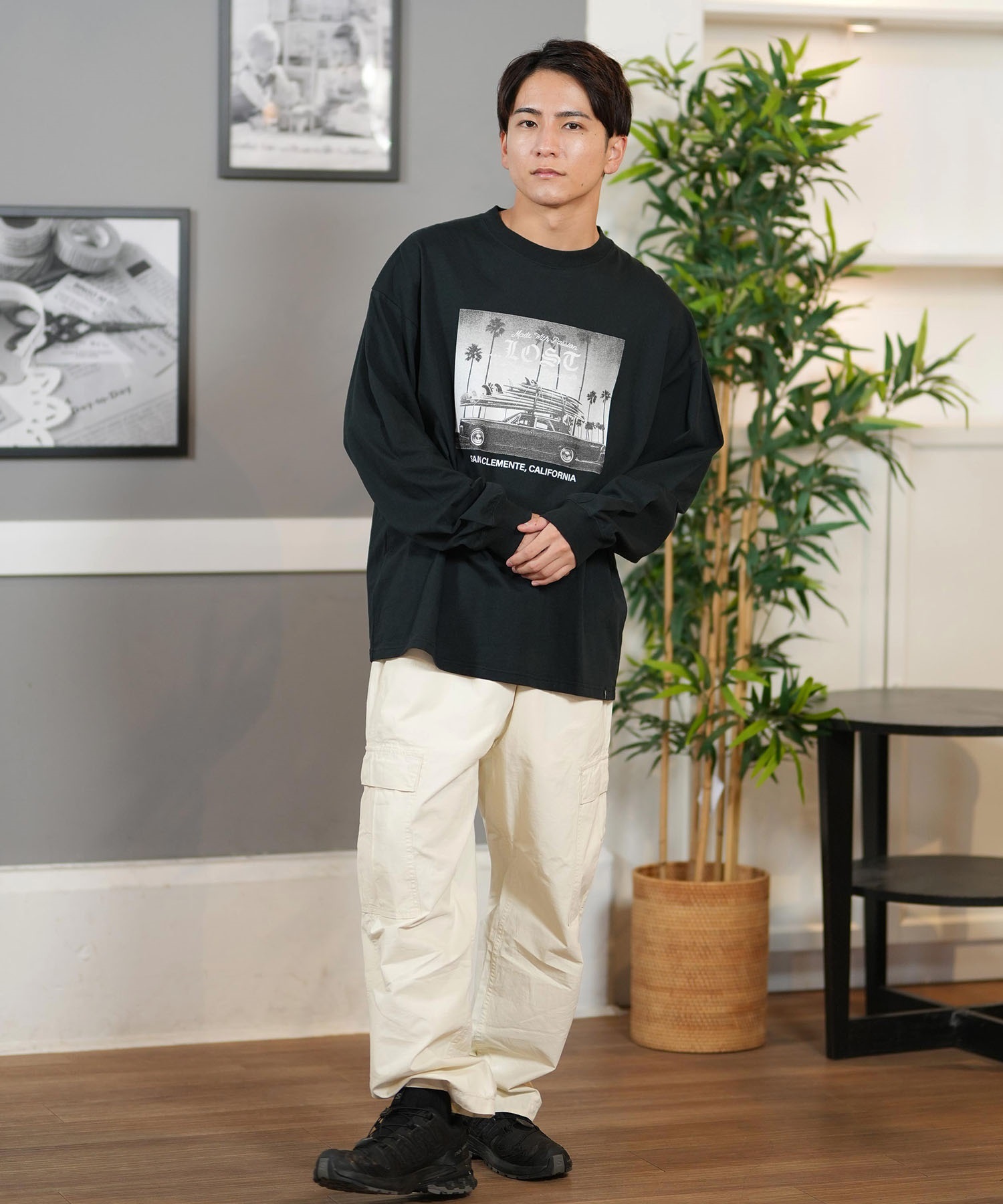 lost ロスト 長袖 Tシャツ メンズ フロントプリント オーバーサイズ