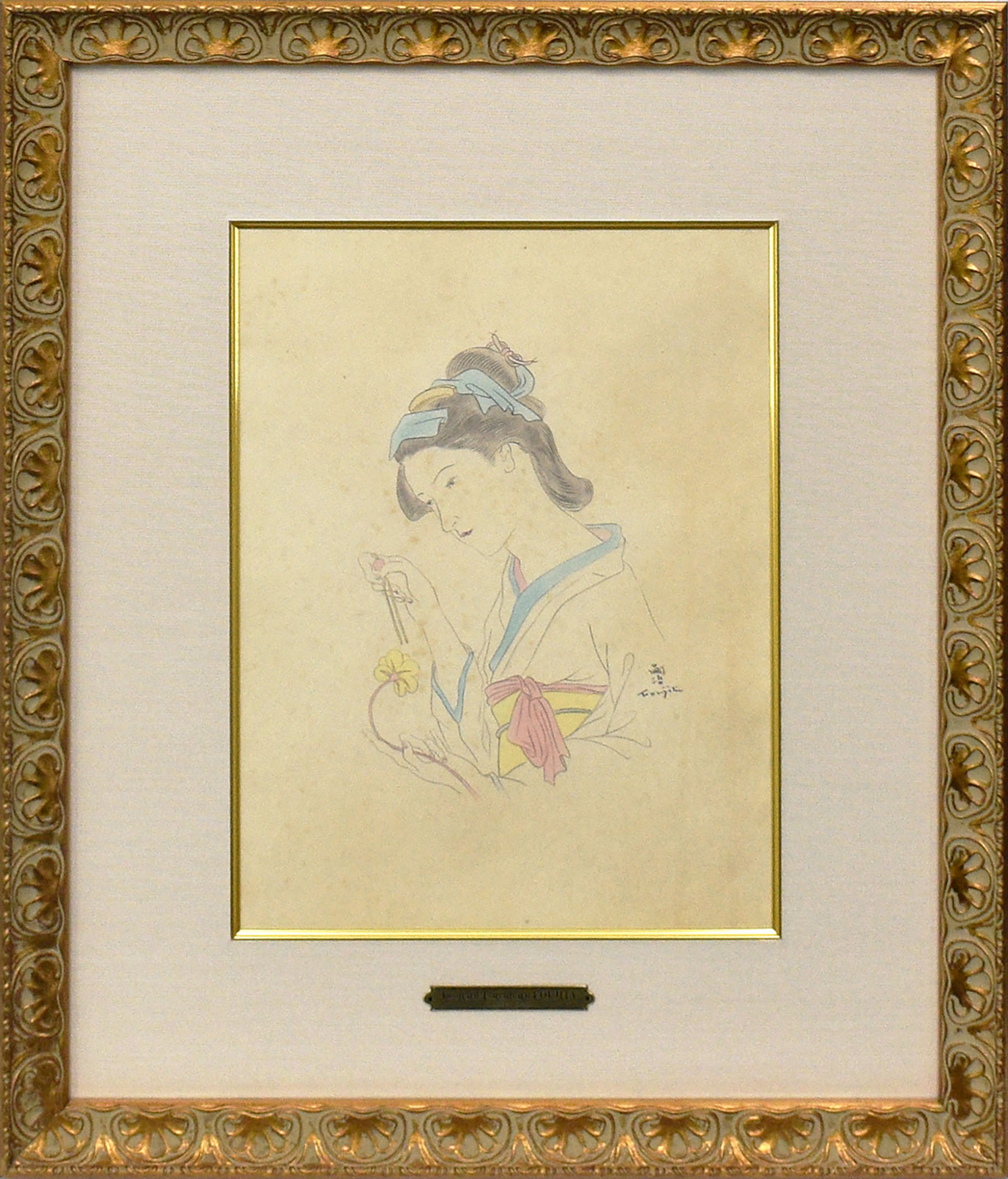 藤田嗣治版画額「菊の御紋章より」 | Natsume Books