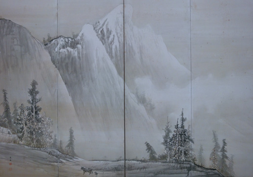 山元春挙 深山瀑布図（春冬）屏風/Web書画ミュージアム