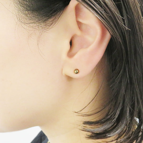 K18 PE 4mm丸玉付ピアス: K18(18金)│アクセサリーパーツの仕入れなら