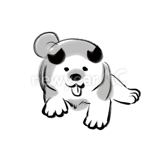 犬の水墨画1 No:110348│年賀状2026（令和8年・午年・うま）無料素材